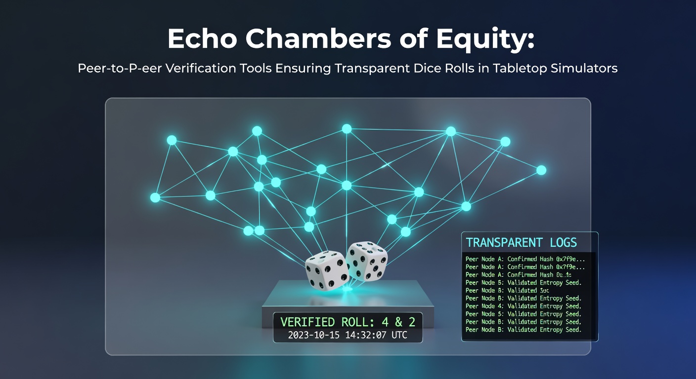 Darstellung eines virtuellen Tabletop-Simulators mit transparenten Würfelwürfen und Peer-Verifizierung in Echtzeit