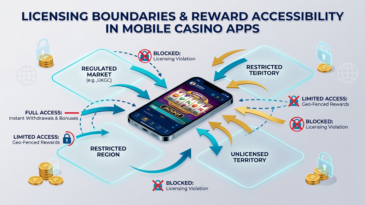 Mobile Casino-Anwendung mit Fokus auf Belohnungszugang und Lizenzierung