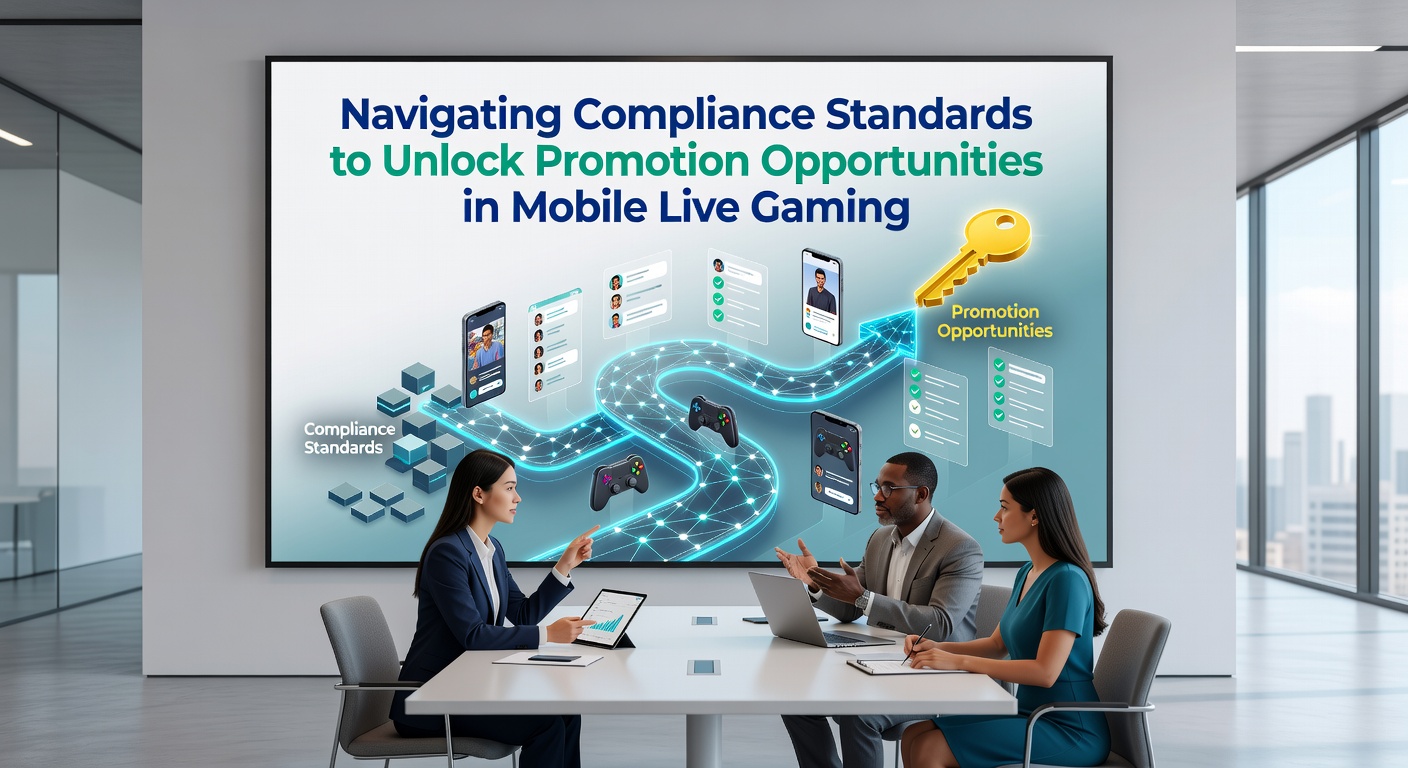 Illustration von mobilen Live-Gaming-Promotions mit Compliance-Integration in Live-Dealer-Szenarien